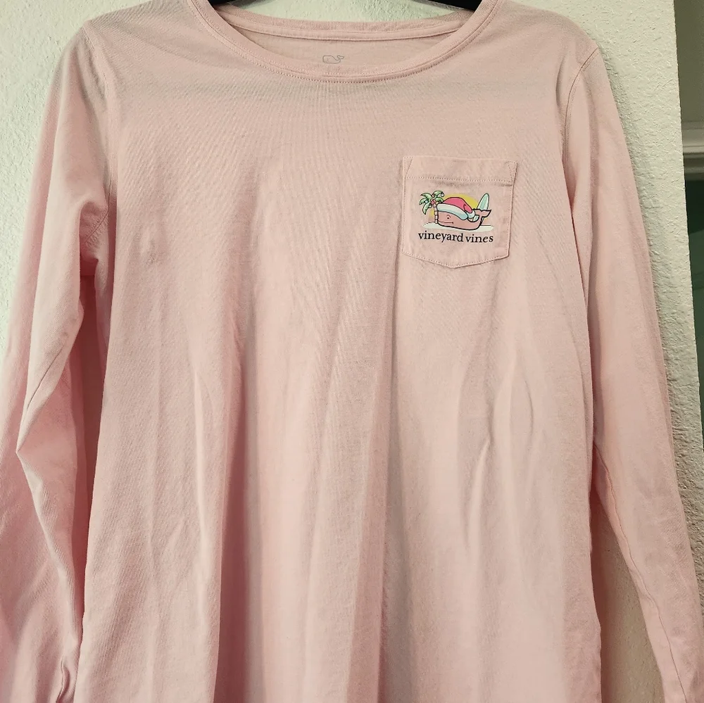 Vineyard Vines Festive Pink Long Sleeve Tee
